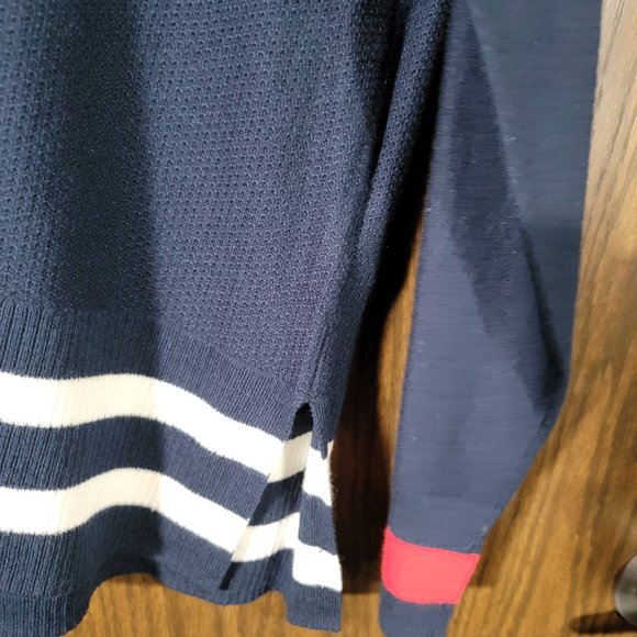 Chaps Ralph Lauren Red White Blue Chaps Tennis Rugby V Neck Sweater Size Medium - Picture 12 of 12